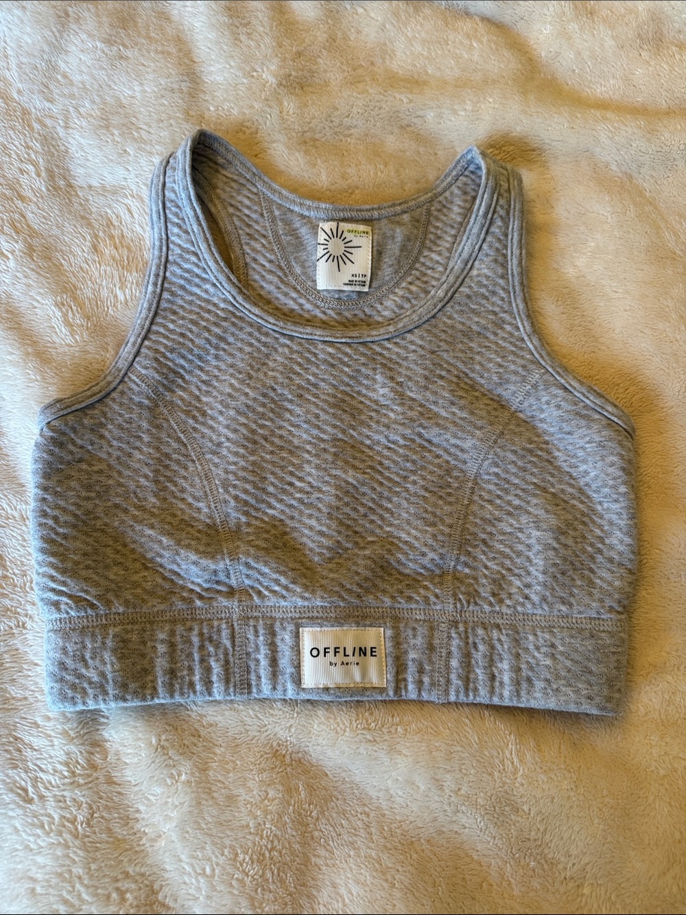 OFFLINE by Aerie Light Heather Gray Quilted Sports Bra